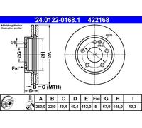 2x ATE 24.0122-0168.1 Bremsscheibe für MERCEDES-BENZ