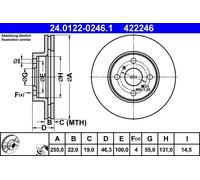 2x ATE 24.0122-0246.1 Bremsscheibe für TOYOTA