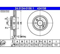 2x ATE 24.0124-0158.1 Bremsscheibe für RENAULT