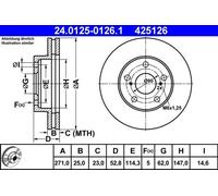2x ATE 24.0125-0126.1 Bremsscheibe für TOYOTA