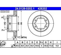 2x ATE 24.0128-0202.1 Bremsscheibe für MERCEDES-BENZ VW
