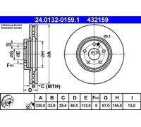 2x ATE 24.0132-0159.1 Bremsscheibe für CHRYSLER MERCEDES-BENZ