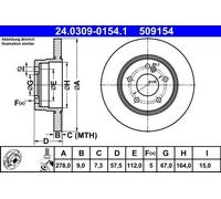 2x ATE 24.0309-0154.1 Bremsscheibe für MERCEDES-BENZ