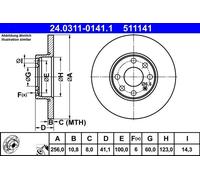 2x ATE 24.0311-0141.1 Bremsscheibe für OPEL
