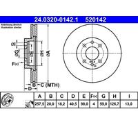 2x ATE 24.0320-0142.1 Bremsscheibe für ALFA ROMEO FIAT LANCIA