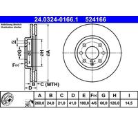 2x ATE 24.0324-0166.1 Bremsscheibe für OPEL