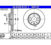 2x ATE 24.0325-0131.1 Bremsscheibe für OPEL