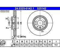 Bremsscheibe ATE Power Disc 24.0325-0142.1, 1 Stück