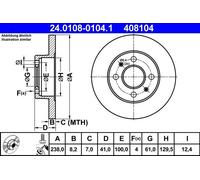 2x ATE Bremsscheibe 24.0108-0104.1 für RENAULT