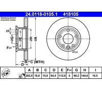 2x ATE Bremsscheibe 24.0118-0105.1 für VW