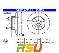 2x ATE Bremsscheibe 24.0118-0125.1 OE/OEM Referenznummer(n) 26310AA012
