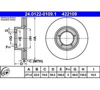 2x ATE Bremsscheibe 24.0122-0109.1 für OPEL