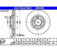 2x ATE Bremsscheibe 24.0126-0169.1 für HYUNDAI