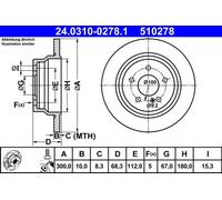 2x ATE Bremsscheibe PowerDisc 24.0310-0278.1 für MERCEDES W211 C218 X218 CLS 220