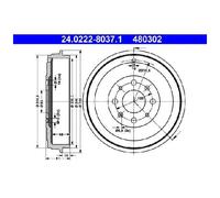 2x ATE Bremstrommel hinten 23527689 480302