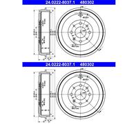 ATE Bremstrommel 24022280371 für Vaughall Fiat