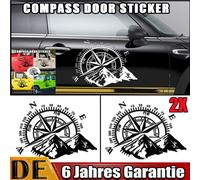 2x Aufkleber Kompass Windrose 60 x 50 cm Camper Wohnmobil Dekor Auto Sticker DE.