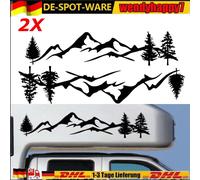 2X Aufkleber Wohnmobil Wohnwagen Caravan Camper Auto Berge Wald Landschaft 100cm