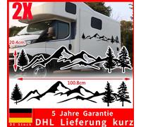 2x Aufkleber Wohnwagen Wohnmobil Caravan Camper Auto-Berge Wald Landschaft 100cm