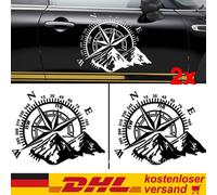 2X Auto Aufkleber Kompass Windrose Offroad Sticker Wohnmobil Van Dekor 6050cm