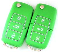 2x Auto Klapp Schlüssel GRÜN für VW SEAT SKODA FERNBEDIENUNG Gehäuse 3Tasten
