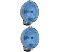 2x Blau chrom rund Fernscheinwerfer m. 12V LED Ring Positionslicht m. Glühbirnen