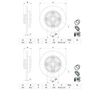 2x Bosch Bremsscheiben Ø244mm Hinten Passend Für Citroën C3 C4 Ds Ds Opel Bremsscheibe: A.b.s.: 18643 A.b.s.: 18643c Ashika: 61000621c Ate: 2401090