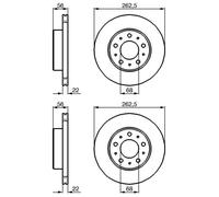 2X BOSCH BREMSSCHEIBEN Ø262,5mm VORNE PASSEND FÜR VOLVO 740 760