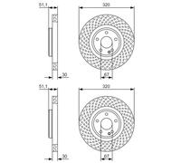2x Bosch Bremsscheiben Vorne 320mm Belüftet Passend Für Infiniti Q30 Qx30 Bremsscheibe: A.b.s.: 18315 Abakus: 23103279 Ashika: 60000509c Ate: 24013