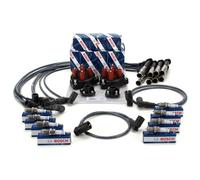 2x BOSCH Verteilerkappe Finger Kabelsatz 8x Zündkerze für MB W124 W140 V8 M119