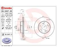Bremsscheibe, vo BREMBO 09.5457.31 für Honda Civic