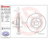 2x BREMBO 09.A716.21 Bremsscheibe passend für NISSAN