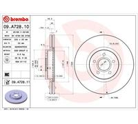 2x BREMBO 09.A728.11 Bremsscheibe für FORD VOLVO