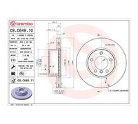 Brembo Bremsscheibe Coated Disc Vorne Belüftet [Hersteller-Nr. 09.C649.11] für BMW