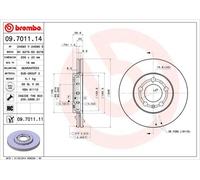 Bremsscheibe BREMBO 09.7011.11, vorne, belüftet, hochkarbonisiert, 1 Stück