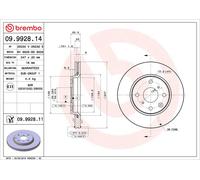2x BREMBO Bremsscheibe PRIME 09.9928.14 für PEUGEOT 107 TOYOTA AYGO CITROËN C1 2
