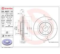 2x BREMBO Bremsscheibe PRIME 09.A637.10 für JEEP DODGE LANCIA CHRYSLER PATRIOT