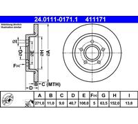 Bremsscheibe Hinterachse ATE 24.0111-0171.1