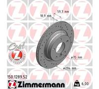 2x ZIMMERMANN Bremsscheibe SPORT COAT Z 150.1289.52