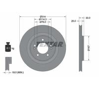 TEXTAR Bremsscheibe PRO hinten rechts links außenbelüftet 314mm für HYUNDAI 92296203