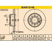 Barum Bremsscheibe BAR12148 passend für VAG 2x