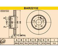 2x Bremsscheibe BARUM BAR22132 für MERCEDES KLASSE S202 W202 Model 180 202 078