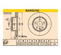 2x Bremsscheibe BARUM BAR22162 passend für MERCEDES-BENZ