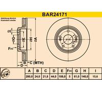 Barum Bremsscheiben BAR24171 2x Ø280 mm belüftet vorne passend für Renault
