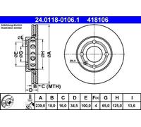 2x Bremsscheibe belüftet 24.0118-0106.1 ATE für VW SEAT