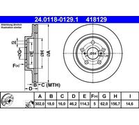 2x Bremsscheibe belüftet 24.0118-0129.1 ATE für TOYOTA RAV 4 I RAV 4 I Cabrio
