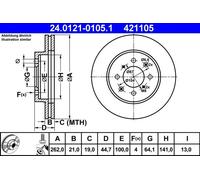 2x Bremsscheibe belüftet 24.0121-0105.1 ATE für HONDA ROVER MG