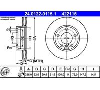 Bremsscheibe Vorderachse ATE 24.0122-0115.1