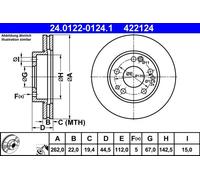 2x Bremsscheibe belüftet 24.0122-0124.1 ATE für MERCEDES-BENZ 190