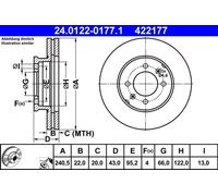 2x Bremsscheibe belüftet 24.0122-0177.1 ATE für MG ROVER